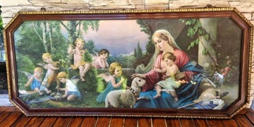 Stary duży obraz Maryja z dzieciątkiem Giovanni