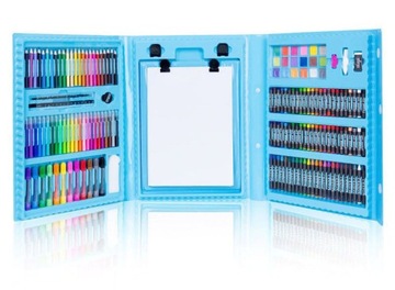 БОЛЬШОЙ ХУДОЖЕСТВЕННЫЙ НАБОР для рисования, мелки, краски, чемодан, 208 предметов, в подарок