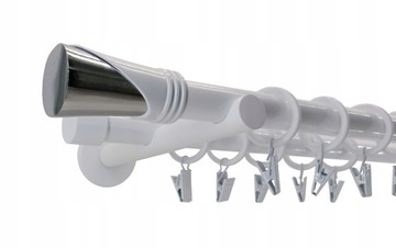 KARNISZ PODWÓJNY Metal 19+19mm BIAŁY 120cm VEGA