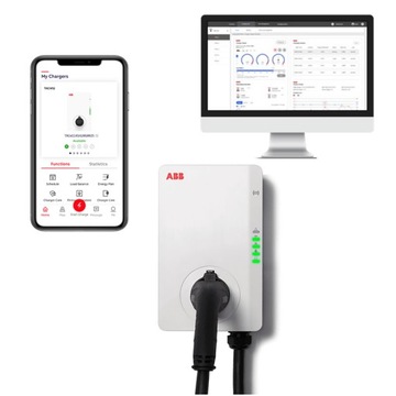 Зарядная станция ABB Terra мощностью 11 кВт с кабелем для настенной коробки длиной 5 м
