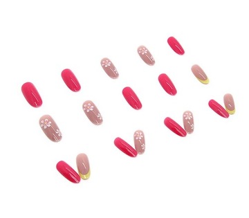 Искусственные ногти нагнетающие овальные французские обнаженные сами -гристые цветы