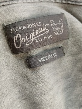 Jack&Jones S szara 100% bawełniana jeansowa koszula popielata elegancka 36