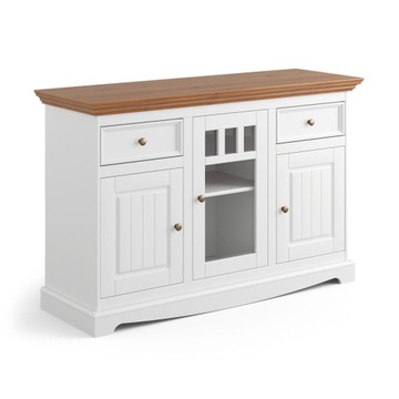 BIAŁA KOMODA Z SZUFLADAMI DO SALONU SZAFKA DREWNIANA BELLUNO ELEGANTE