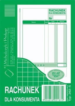 DRUK 262-5 RACHUNEK A6 SAMOKOP. DLA KONSUMENTA MIP