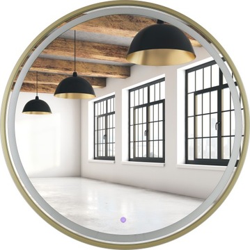 КРУГЛОЕ ЗОЛОТОЕ ЗЕРКАЛО С ПОДСВЕТКОЙ СВЕТОДИОДНОЙ ПОДСВЕТКОЙ 50 СМ