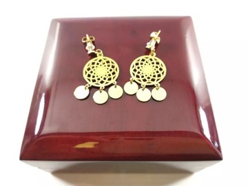 ПОЗОЛОЧЕННЫЕ СТАЛЬНЫЕ ПОДВЕСНЫЕ АЖУРНЫЕ СЕРЬГИ С ПЛАСТИНКОЙ