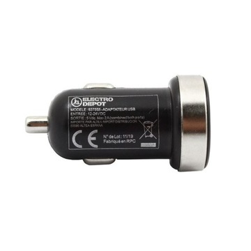 Ładowarka samochodowa do telefonu USB 1A + 2.1A CZARNA do Samochodu 2xUSB A