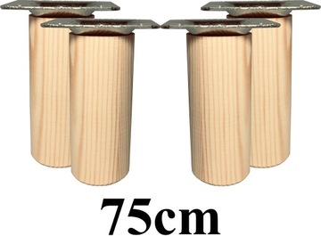NÓŻKI DREWNIANE toczone 75cm zestaw 4 + blachy