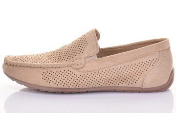 MĘSKIE MOKASYNY ELEGANCKIE OBUWIE WSUWANE CASUAL BEŻOWE