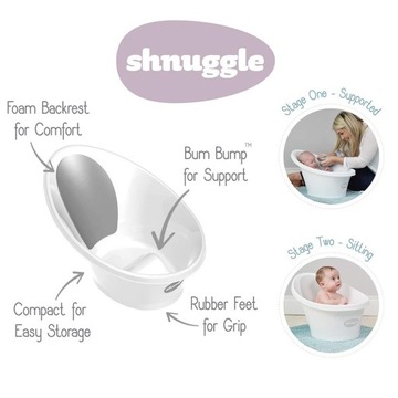 Shnuggle Wanienka dla Niemowlaka z Odpływem Baby Grey