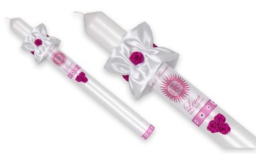 ŚWIECA DO NA KOMUNII +PUDEŁKO DREWNIANE EKO poziom