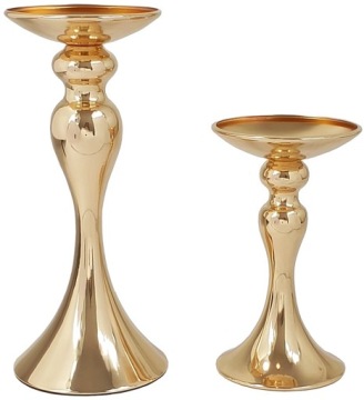 ZESTAW X2 ŚWIECZNIKÓW POSTUMENT STOJAK ZŁOTY