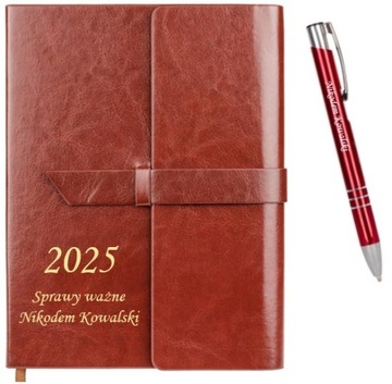Stylowy elegancki KALENDARZ 2025 i długopis + Twój GRAWER na prezent