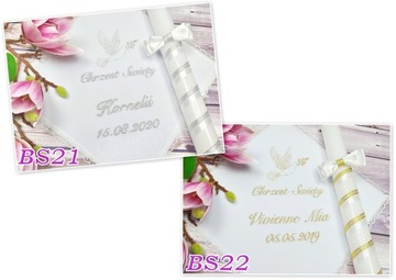 Крестильный набор, белая одежда и крестильная свеча, именной сувенир Perła BS