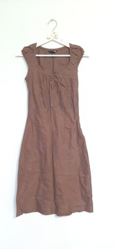 911. H&M Sukienka letnia brązowa długa lniana r 34/36