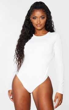 PRETTYLITTLETHING BODY BIAŁE GŁADKIE DŁUGI RĘKAW RXL F360103