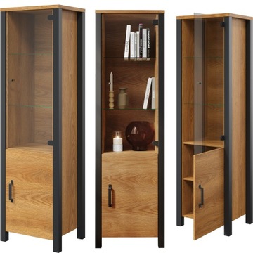Regał zamykany WITRYNA do salonu słupek LOFT 60 cm