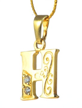 Złota zawieszka w kształcie litery H 2422