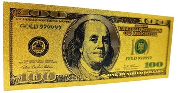 Позолоченная коллекционная банкнота номиналом 100 долларов США.