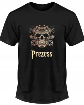Koszulka męska Prezess Czaszka w stylu nowoczesnego gotyku T-shirt męski