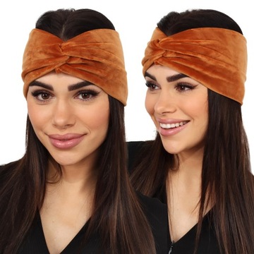 OPASKA DAMSKA TURBAN NA GŁOWĘ USZY CIEPŁA RUDA