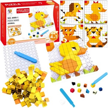 Gra Logiczna Układanka Karty Montessori Tangram Puzzle Klocki Mozaika 128el