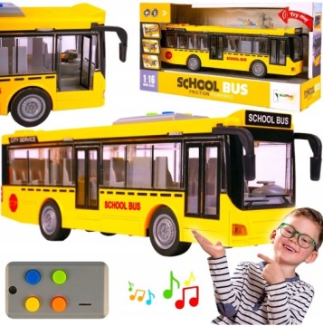 DUŻY INTERAKTYWNY SZKOLNY AUTOBUS NAPĘD ŚWIATŁO DZWIĘK LED JEZDZI PREZENT