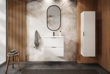 Белый шкафчик под умывальник 80. Модные рифленые фасады из МДФ ТОП!