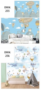 Fototapeta dla dzieci, balony, góry, chmurki