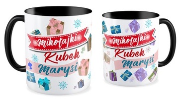 Kubek czarny MIKOŁAJ ŚWIĘTA BOŻE NARODZENIE + IMIĘ
