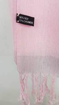 12 Elegancki szal 70% kaszmir 30% jedwab JASNY RÓŻOWY
