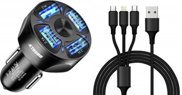 Ładowarka Samochodowa QUICK + Kabel 3 końcówki