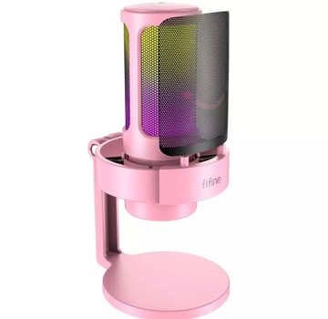 MIKROFON FIFINE RÓZOWY POJEMNOŚCIOWY USB LED RGB