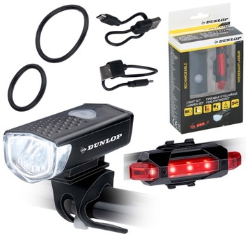 LAMPY ROWEROWE LED PRZÓD TYŁ AKUMULATORWE DUNLOP