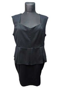 New Look sukienka elegancka czarna z baskinką maxi 50