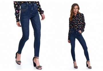 K17392 TOP SECRET GRANATOWE SKINNY JEANSY _36