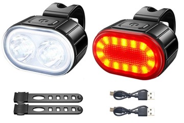 НАБОР ВЕЛОСИПЕДНЫХ ФОНАРОВ ВЕЛОСИПЕДНЫЕ ФОНАРИ ПЕРЕДНИЕ И ЗАДНИЕ ЛАМПЫ USB НАБОР