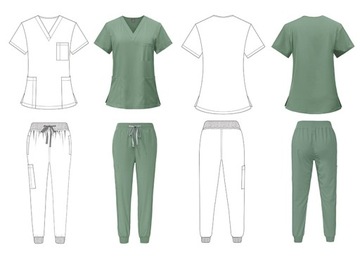 KOMPLET MEDYCZNY DAMSKI SCRUB UNIFORM RÓŻNE KOLORY