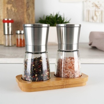Ручные мельницы для соли и перца на подставке, 2 шт.