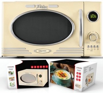 KUCHENKA MIKROFALOWA GRILL MIKROFALÓWKA RETRO 1000W 23L KREMOWA MIKROFALA