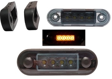 Lampa Obrysowa obrysówka pomarańczowa LED BOCZNA FT-073 Z na rurę na płasko