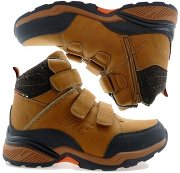 BUTY ZIMOWE CHŁOPIĘCE OCIEPLANE ŚNIEGOWCE TRAPERY NA RZEPY R.39