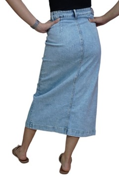 KLASYCZNA DŁUGA SPÓDNICA MIDI JEANSOWA OŁÓWKOWA DOPASOWANA GUZIKI S