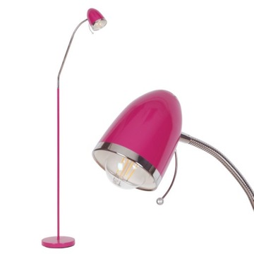 Lampa Podłogowa Stojąca Metalowa Różowa Prosta E27