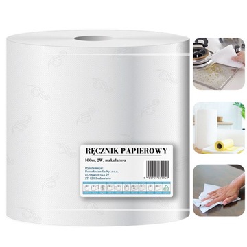 DUŻY RĘCZNIK PAPIEROWY w rolce czyściwo MAXI 1 sztuka 100m 2W JUMBO