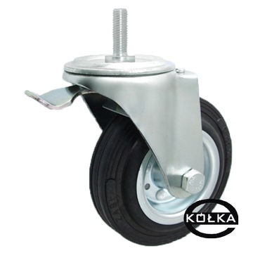 МЕТАЛЛОРЕЗИНОВОЕ КОЛЕСО fi. ВАЛ 125 мм И ТОРМОЗ