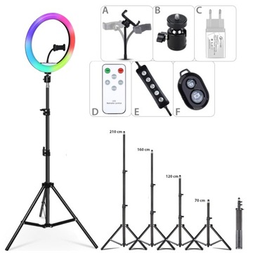 LAMPA PIERŚCIENIOWA LED RING MAKIJAŻ STATYW RGB