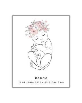Metryczka minimalistyczna plakat dziecko 40x50