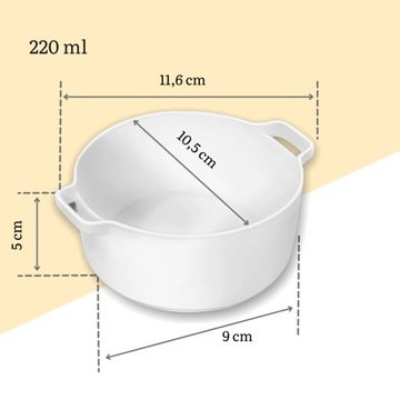 Naczynie żaroodporne okrągłe 220 ml Wilmax z uchwytami do pieczenia