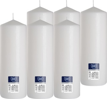 6X BIAŁA DUŻA Świeca walec bezzapachowa ŚWIECZKA PARAFINOWA 25CM 160H 1KG